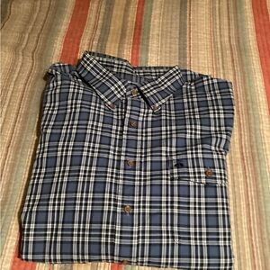 Brooks Brothers Navy and White Plaid Shirt in excellent condition